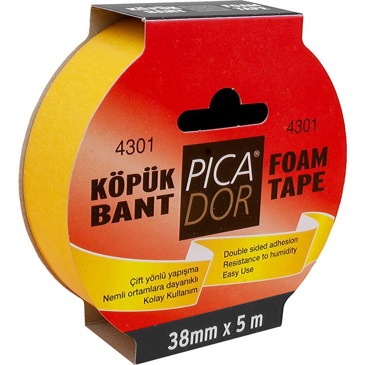 Picador Çift Taraflı Bant 4301 Köpük 38Mm*5Mt Askılı Ko-004