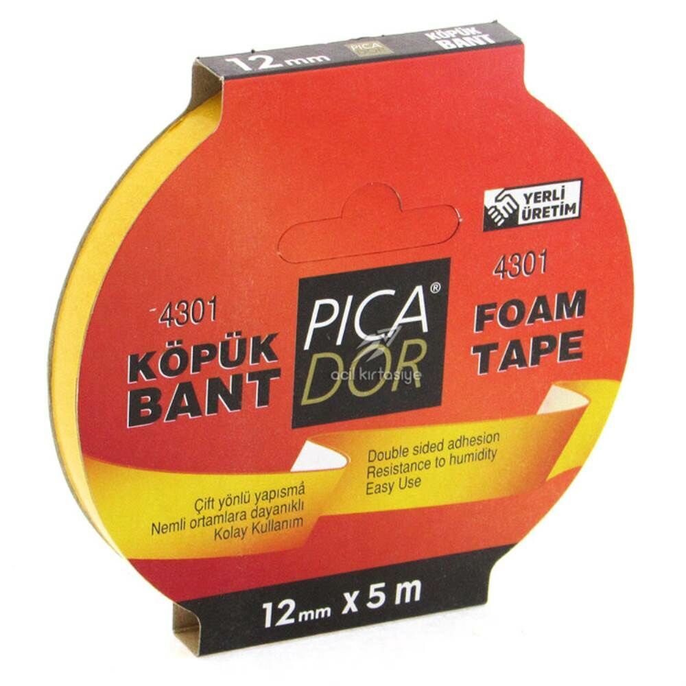 Picador Çift Taraflı Bant 4301 Köpük 12Mm*5Mt Askılı