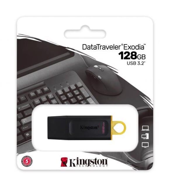 Kingston DTXON/128GB 128GB Portable USB 3.2 Gen 1 DataTraveler Exodia Onyx Flash Bellek